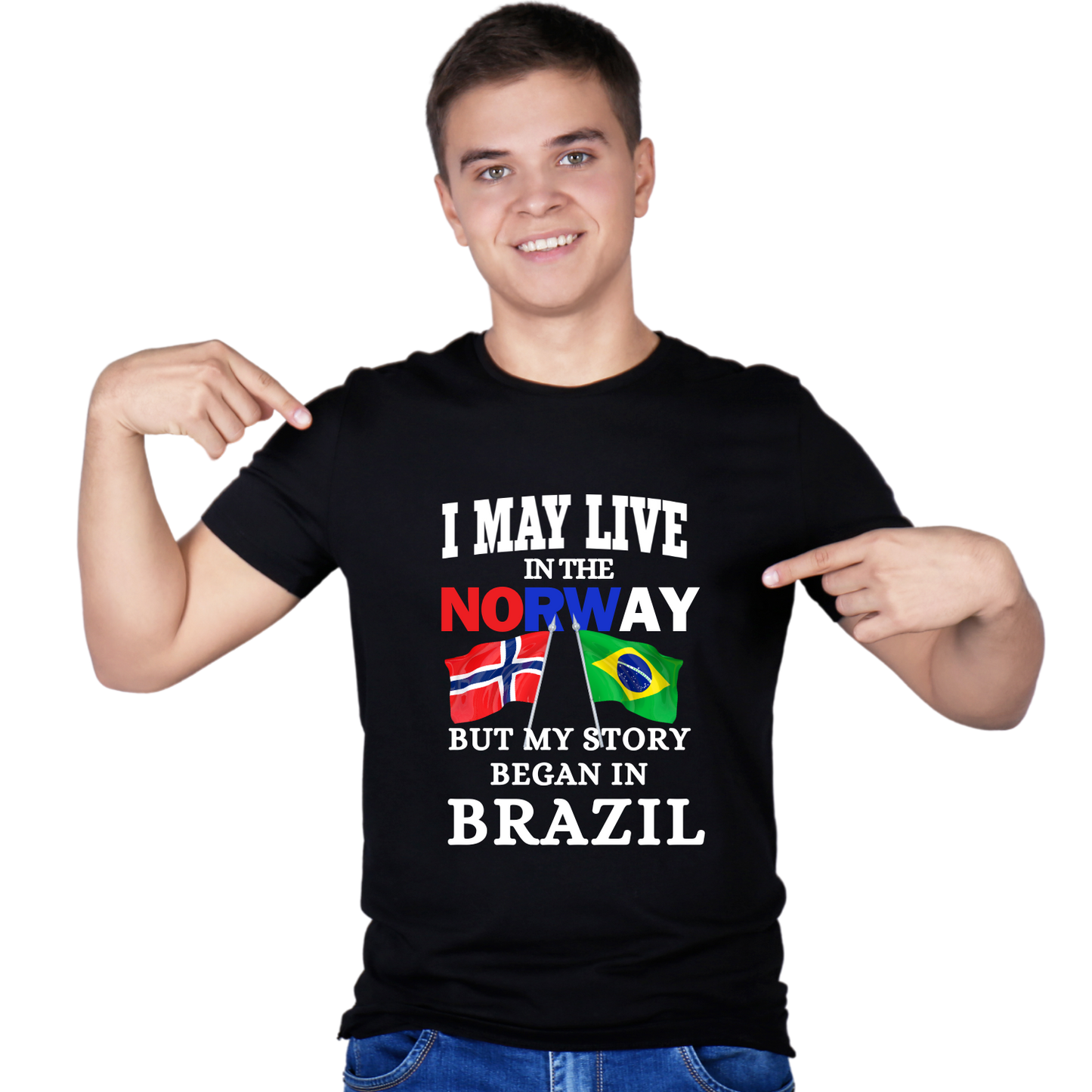 Men T-shirt Norway and Brazil english