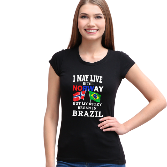 Woman T-shirt Norway Brazil english