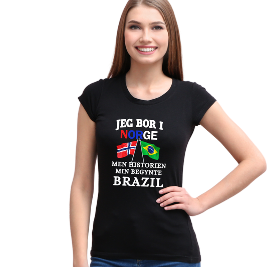 Woman T-shirt Norway Brazil norsk